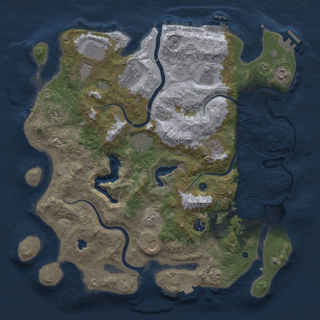 Rust Map: Procedural Map, Size: 4000, Seed: 847262554, 16 Monuments