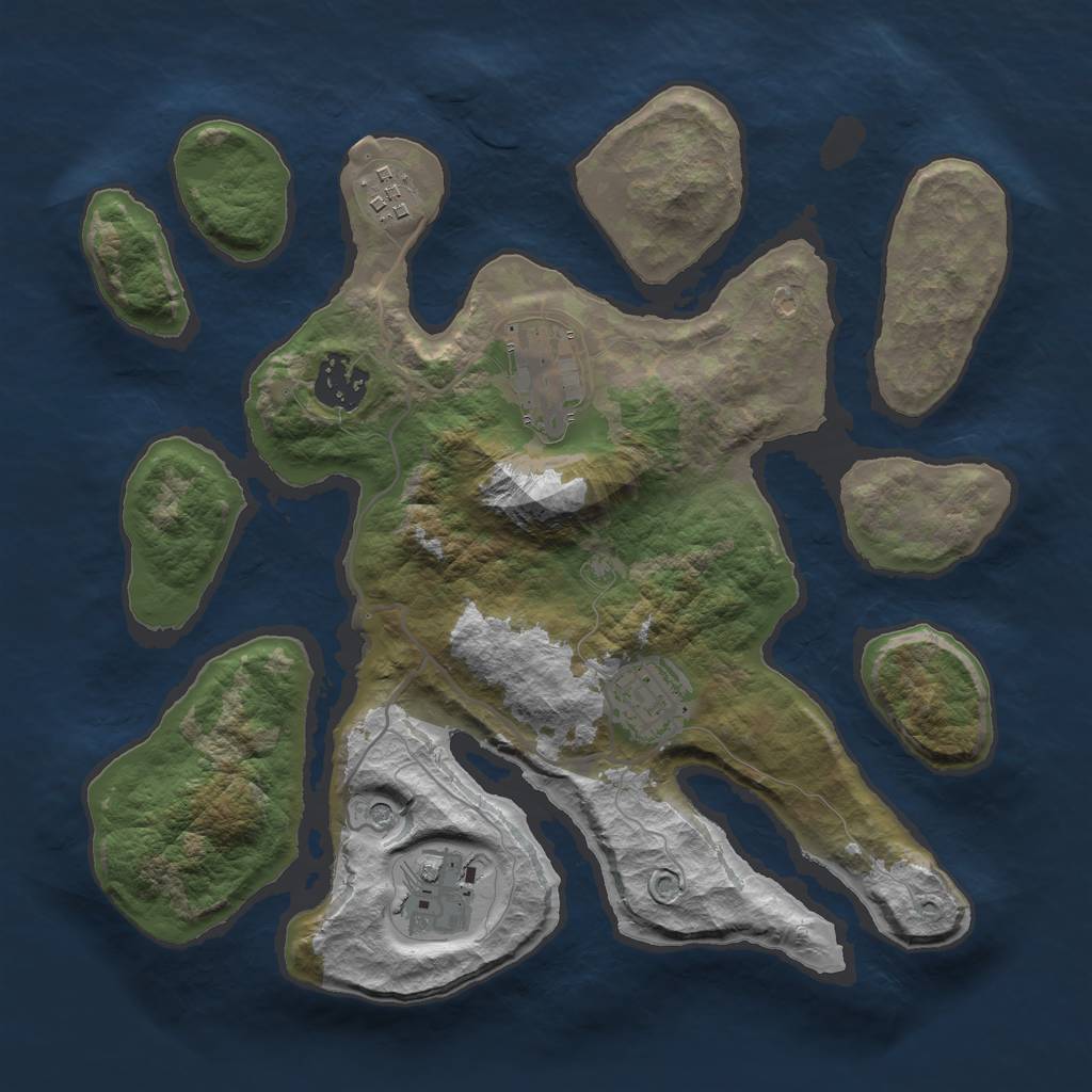 Rust Map: Barren, Size: 3000, Seed: 64626, 8 Monuments