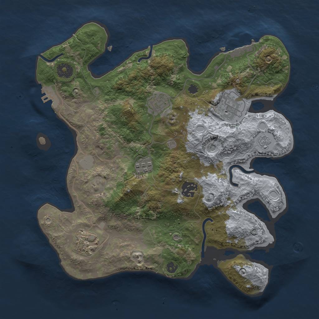 Rust Map: Procedural Map, Size: 3000, Seed: 49, 12 Monuments