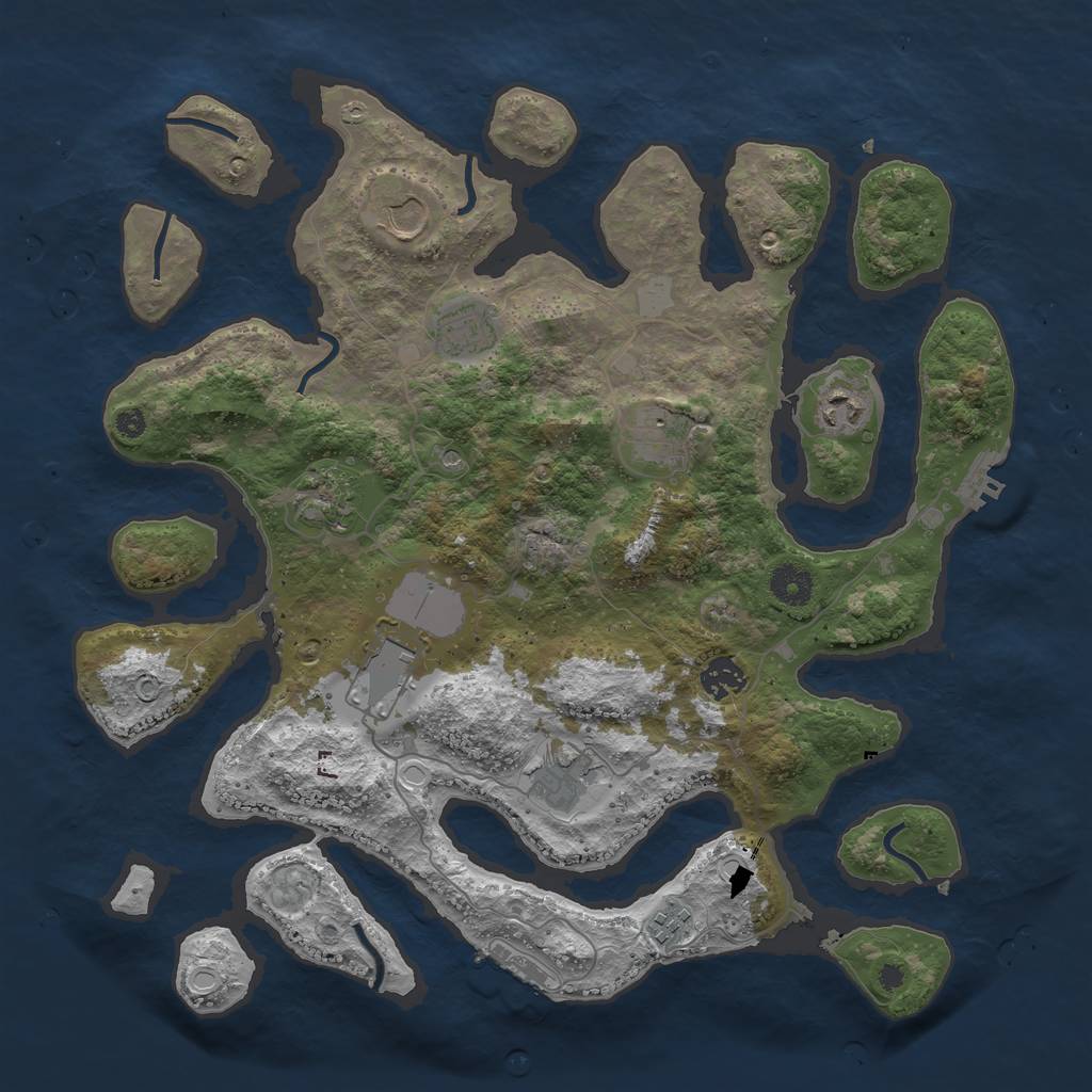 Rust Map: Procedural Map, Size: 3850, Seed: 200381492, 17 Monuments