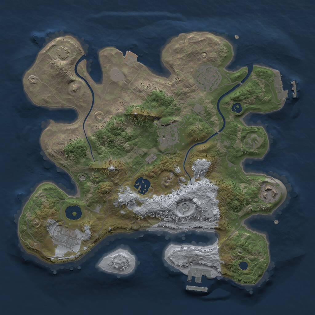 Rust Map: Procedural Map, Size: 3000, Seed: 564137, 10 Monuments