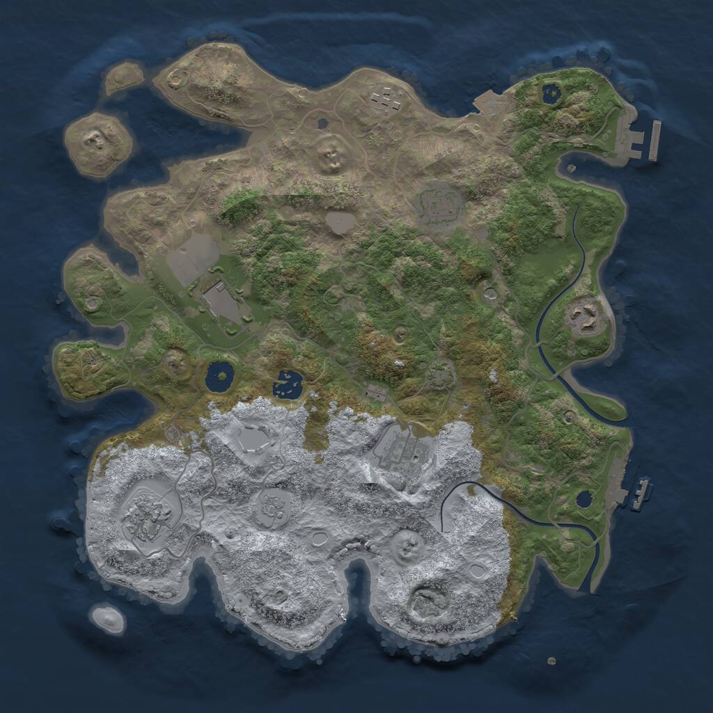 Rust Map: Procedural Map, Size: 3550, Seed: 512081, 13 Monuments