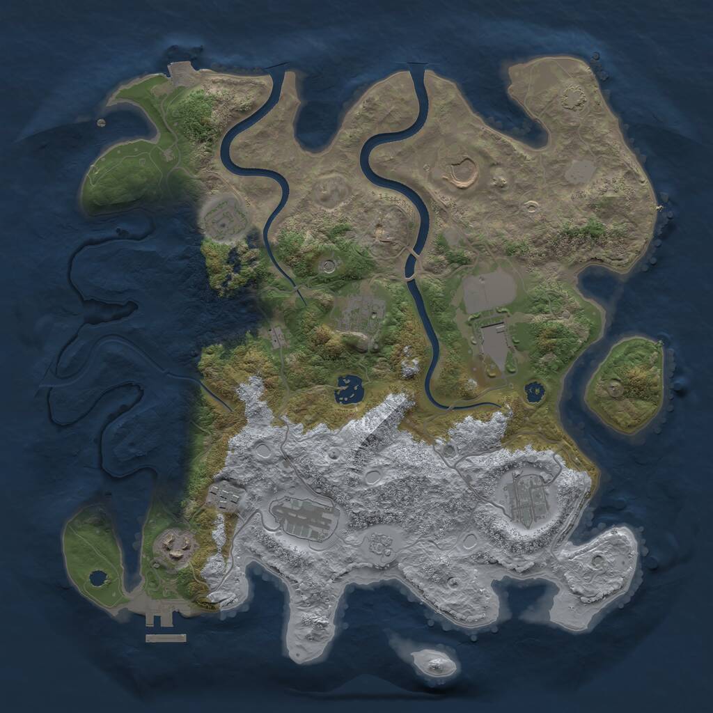 Rust Map: Procedural Map, Size: 3550, Seed: 744750, 14 Monuments