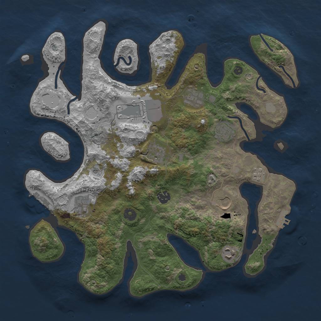 Rust Map: Procedural Map, Size: 3750, Seed: 306587, 17 Monuments