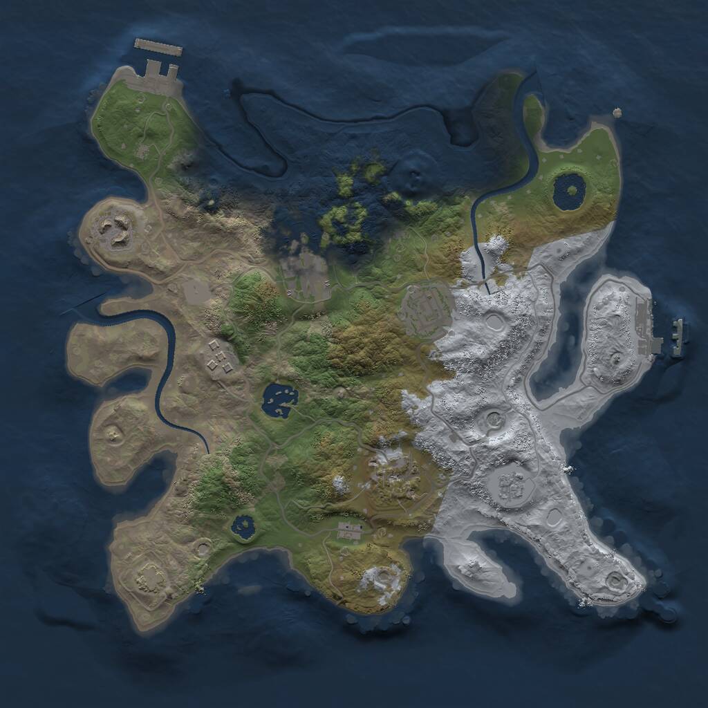 Rust Map: Procedural Map, Size: 3000, Seed: 125762, 12 Monuments