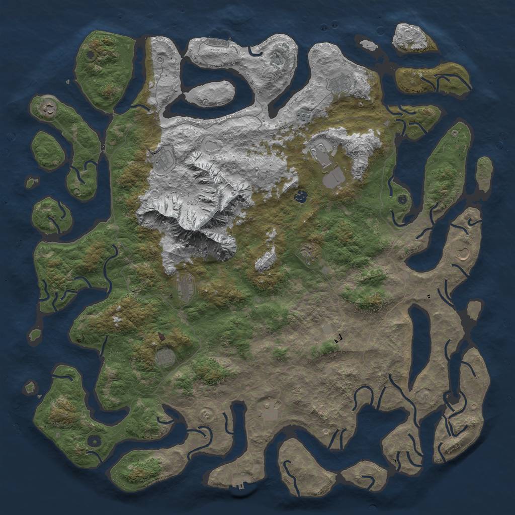 Rust Map: Procedural Map, Size: 6000, Seed: 55242850, 19 Monuments