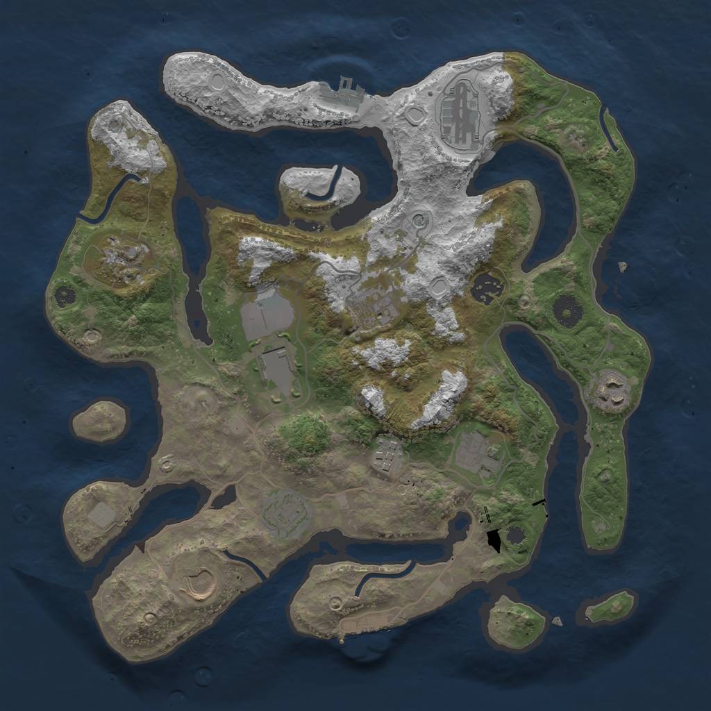 Rust Map: Procedural Map, Size: 3500, Seed: 28927032, 18 Monuments