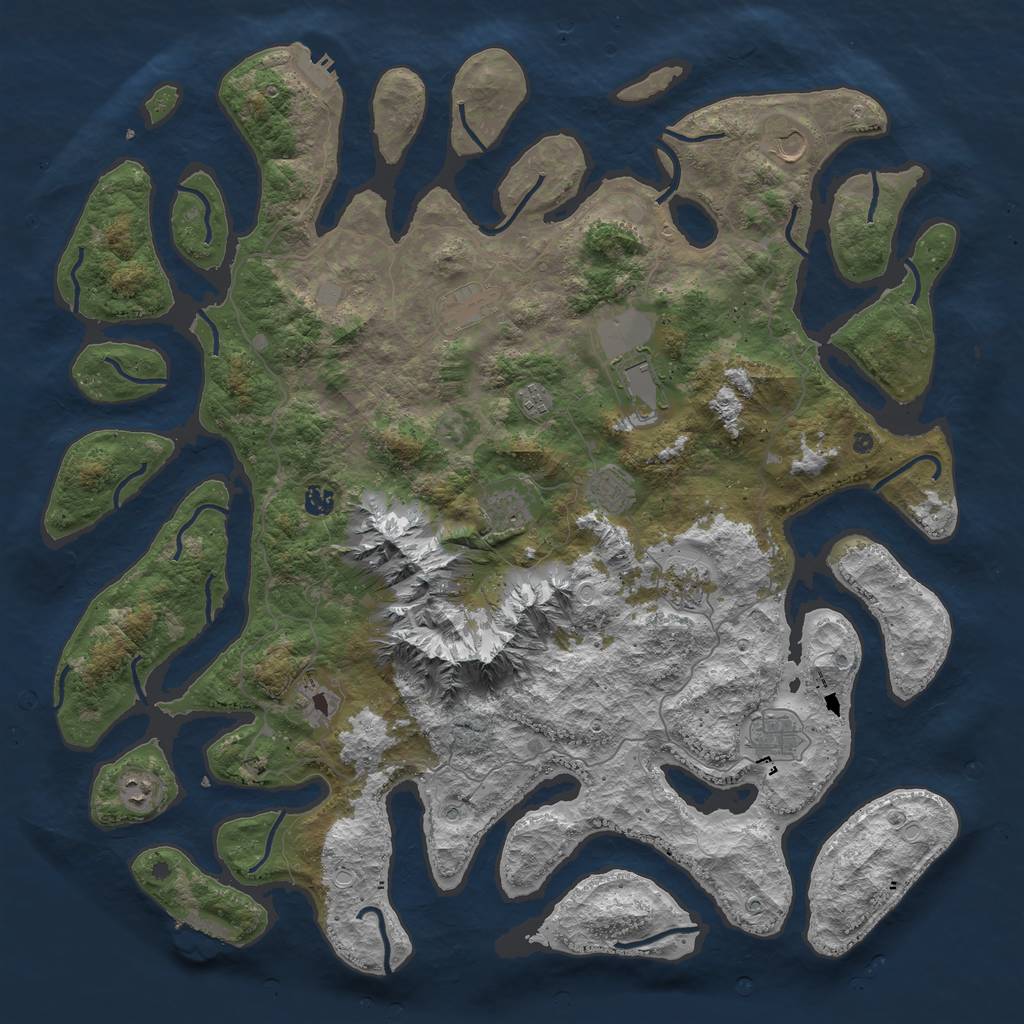 Rust Map: Procedural Map, Size: 5000, Seed: 5050, 19 Monuments