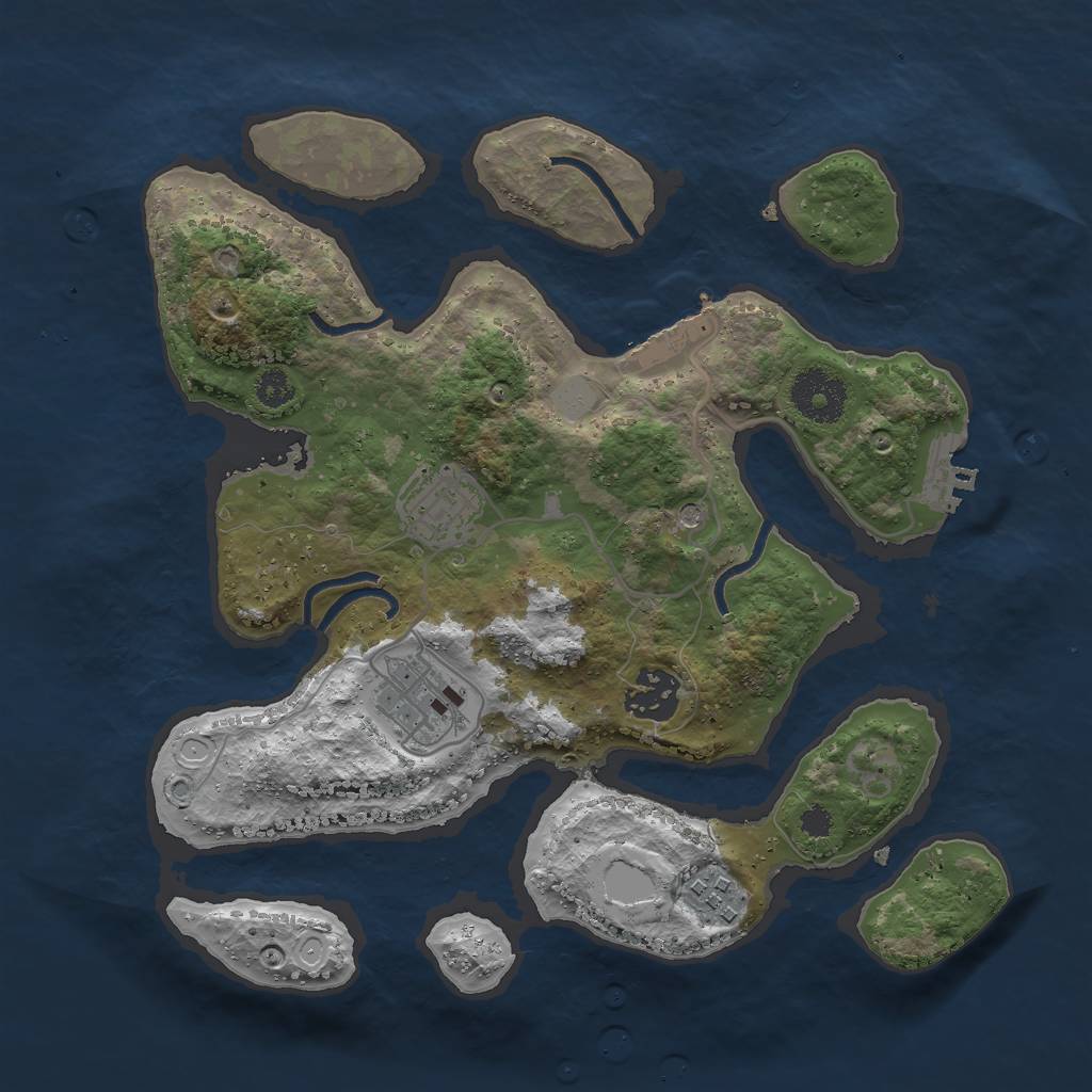 Rust Map: Procedural Map, Size: 3000, Seed: 129298, 12 Monuments