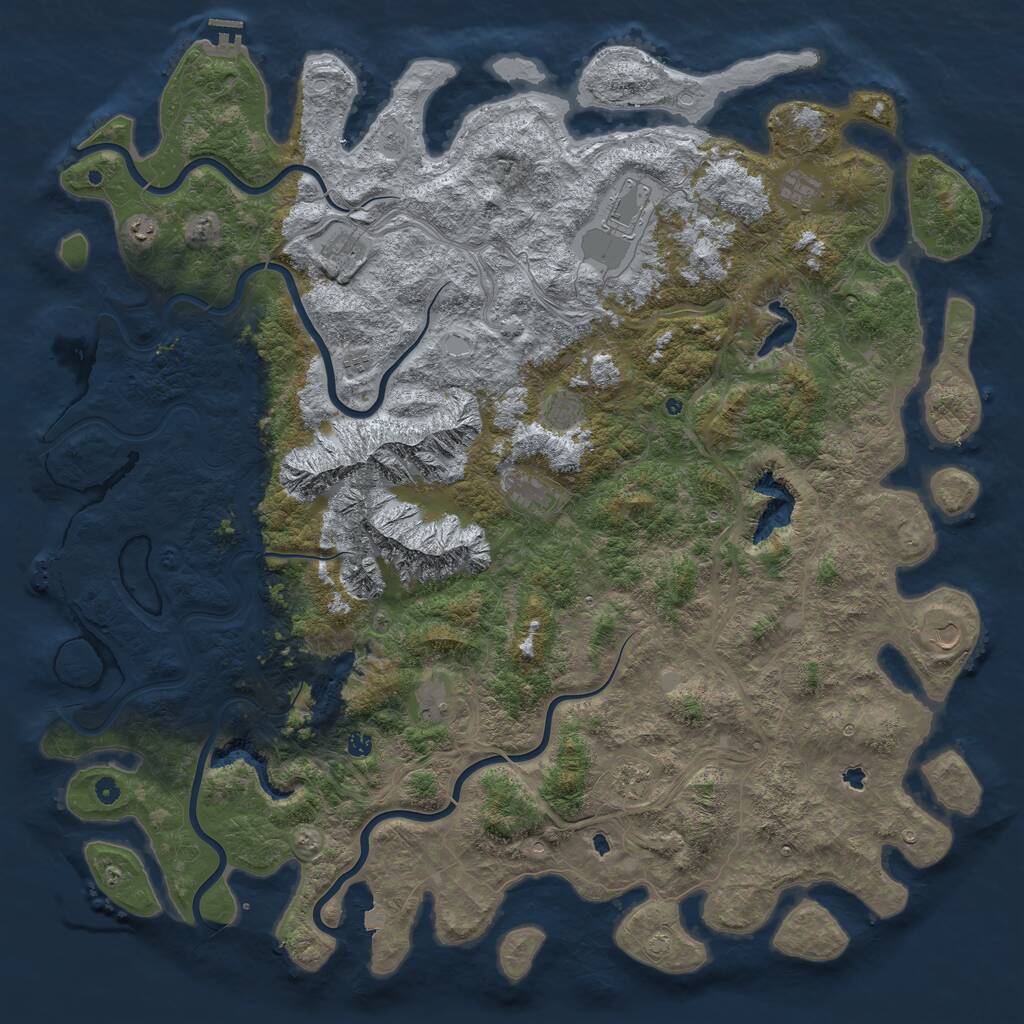 Rust Map: Procedural Map, Size: 6000, Seed: 666585, 17 Monuments
