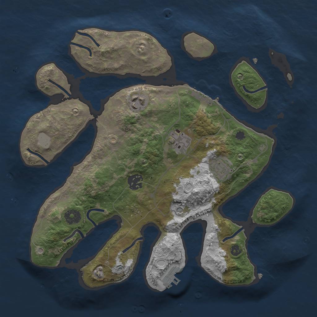 Rust Map: Procedural Map, Size: 3000, Seed: 3215, 12 Monuments