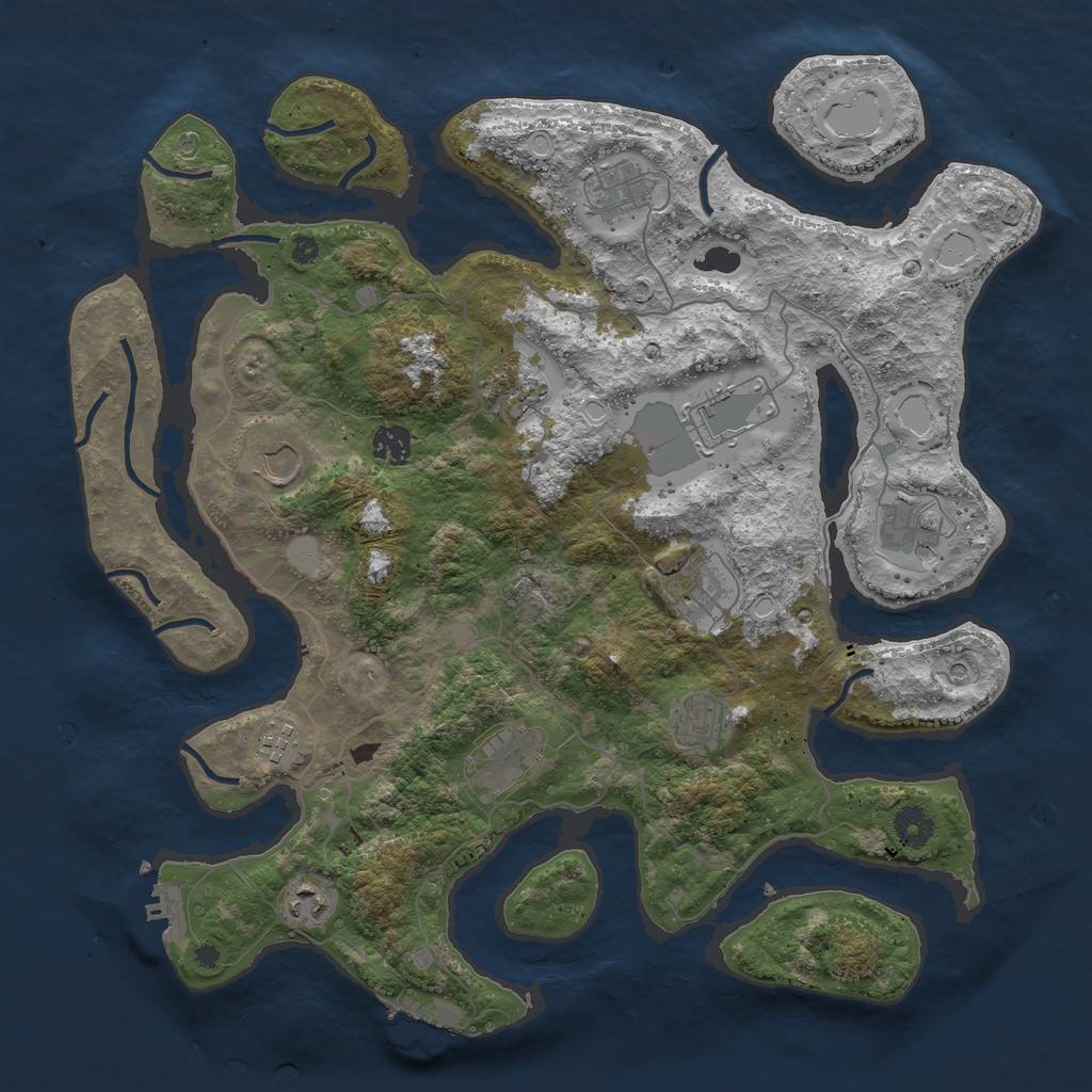 Rust Map: Procedural Map, Size: 4050, Seed: 1789842465, 19 Monuments