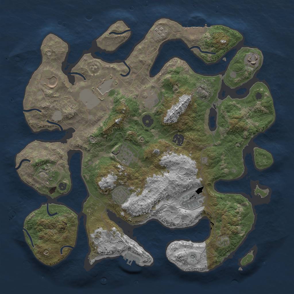 Rust Map: Procedural Map, Size: 3800, Seed: 1540378883, 18 Monuments