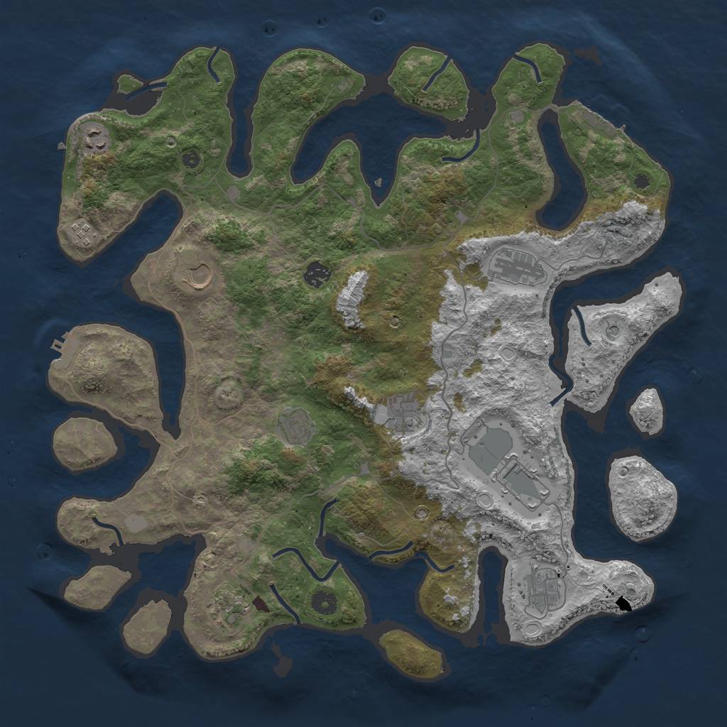 Rust Map: Procedural Map, Size: 4300, Seed: 624854503, 18 Monuments
