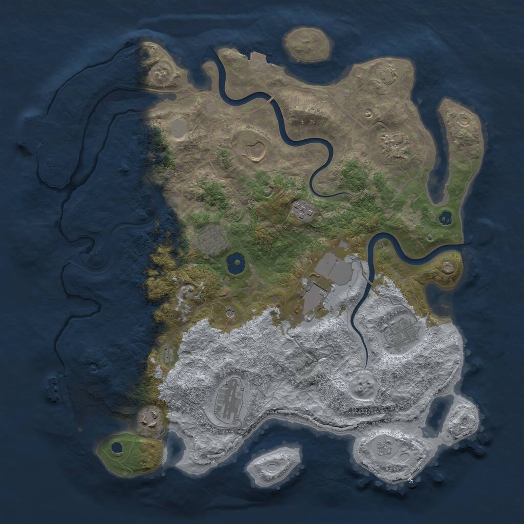Rust Map: Procedural Map, Size: 3850, Seed: 2011617568, 14 Monuments