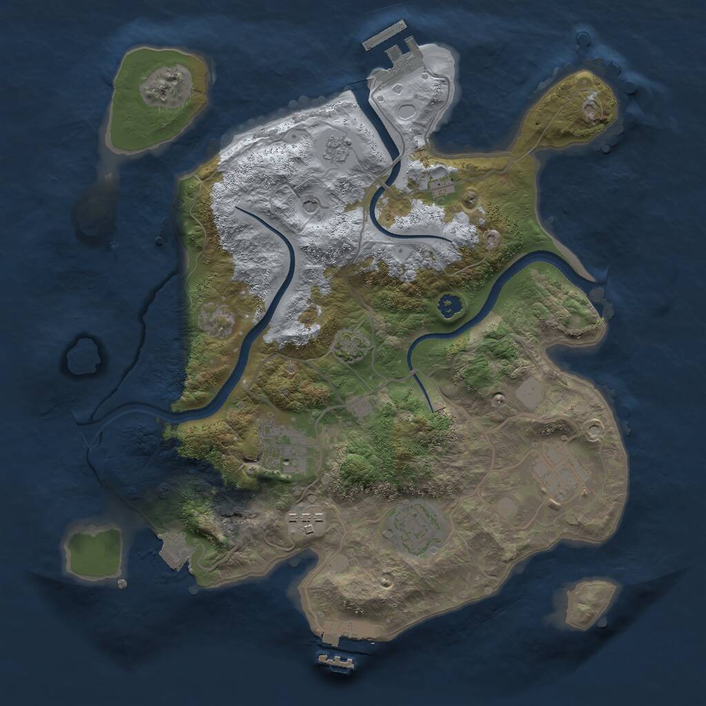 Rust Map: Procedural Map, Size: 3000, Seed: 55242850, 10 Monuments