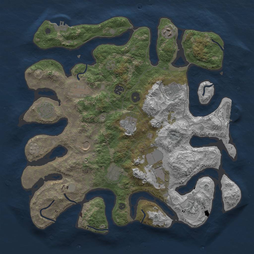 Rust Map: Procedural Map, Size: 3950, Seed: 721821325, 19 Monuments
