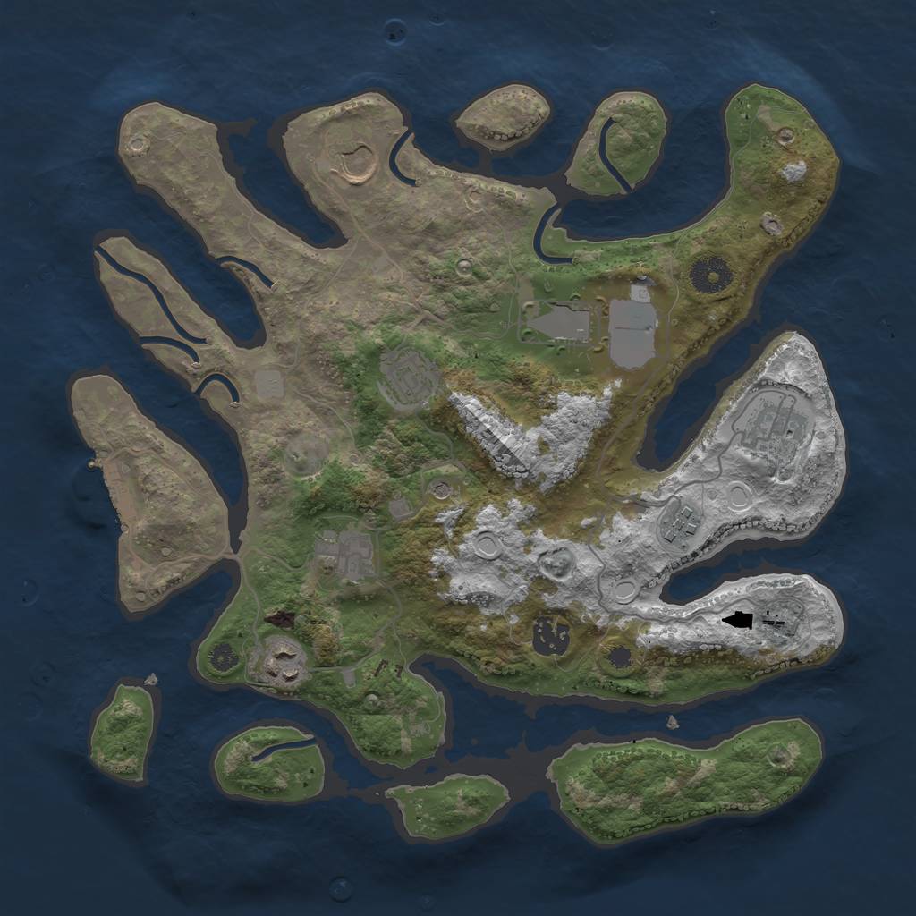 Rust Map: Procedural Map, Size: 3500, Seed: 6941969, 15 Monuments