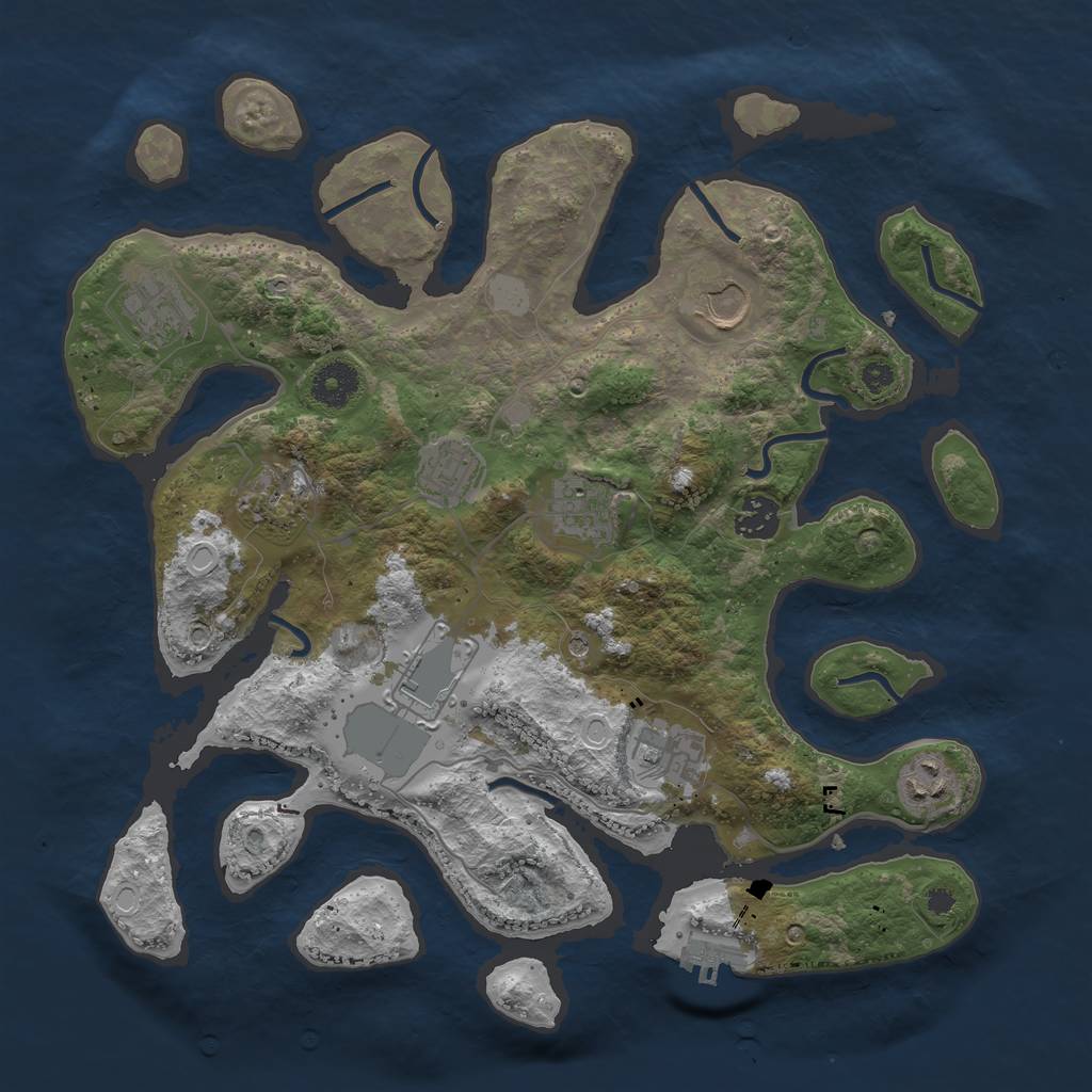 Rust Map: Procedural Map, Size: 3600, Seed: 88888, 16 Monuments