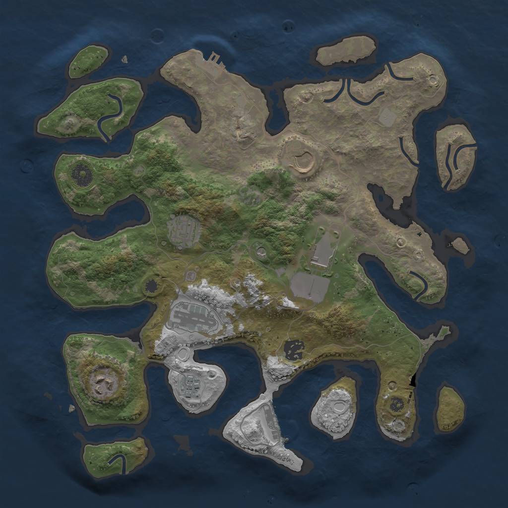Rust Map: Procedural Map, Size: 3550, Seed: 107318, 15 Monuments