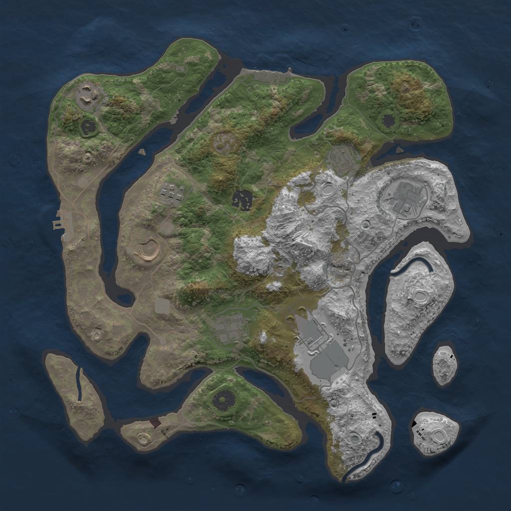 Rust Map: Procedural Map, Size: 3550, Seed: 893085, 16 Monuments