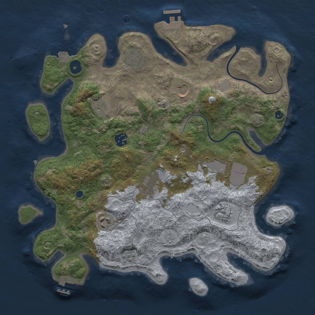 Rust Map: Procedural Map, Size: 3678, Seed: 1202, 15 Monuments