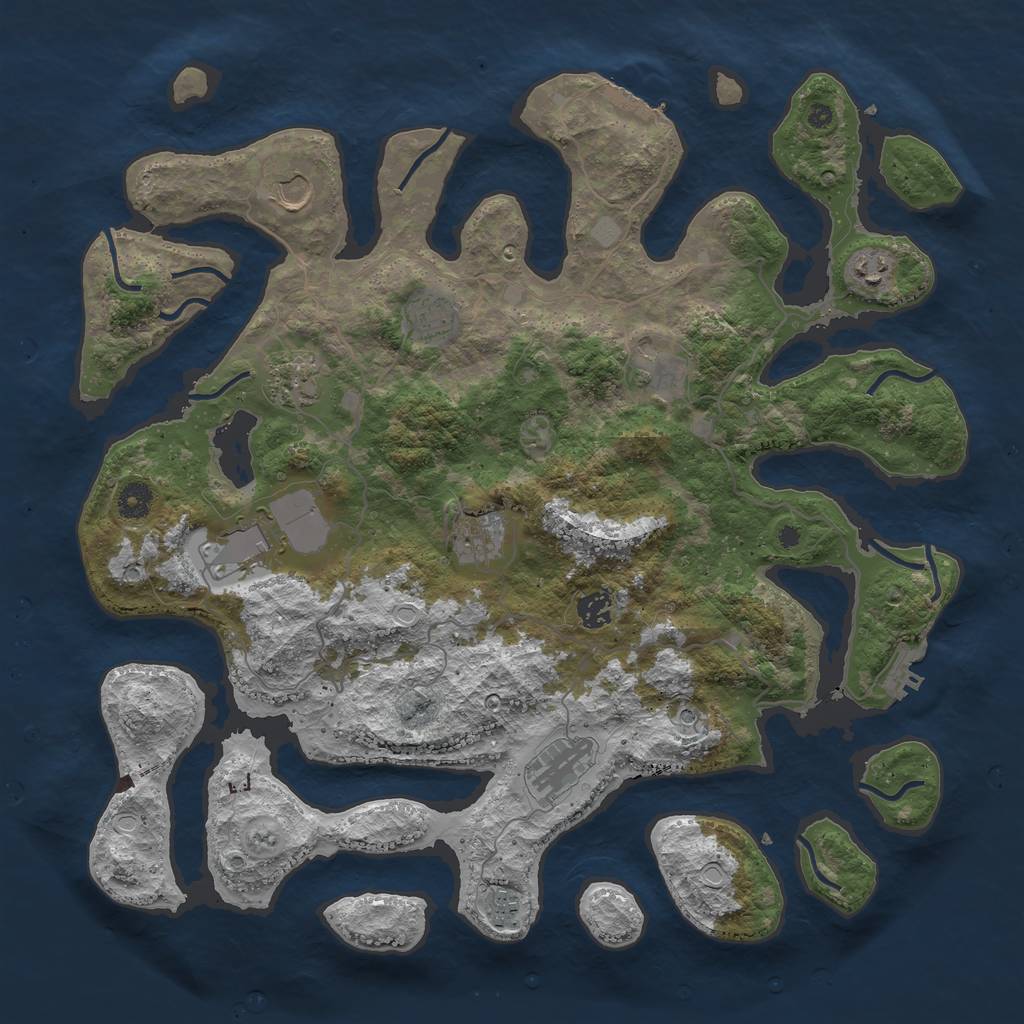 Rust Map: Procedural Map, Size: 4250, Seed: 734382428, 18 Monuments