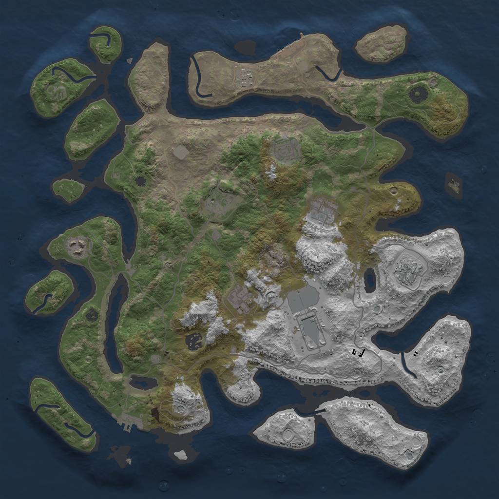 Rust Map: Procedural Map, Size: 4200, Seed: 1231993627, 17 Monuments