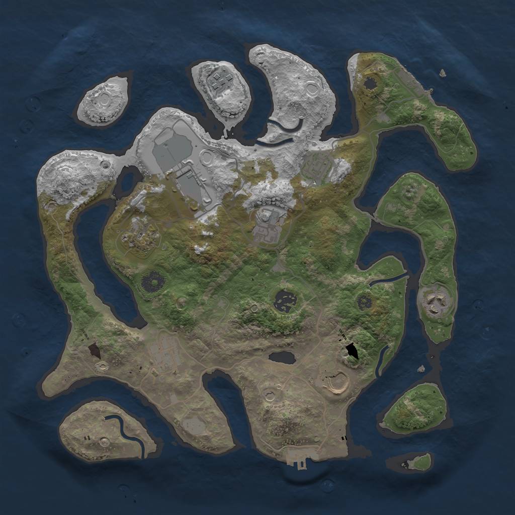 Rust Map: Procedural Map, Size: 3500, Seed: 732358, 17 Monuments