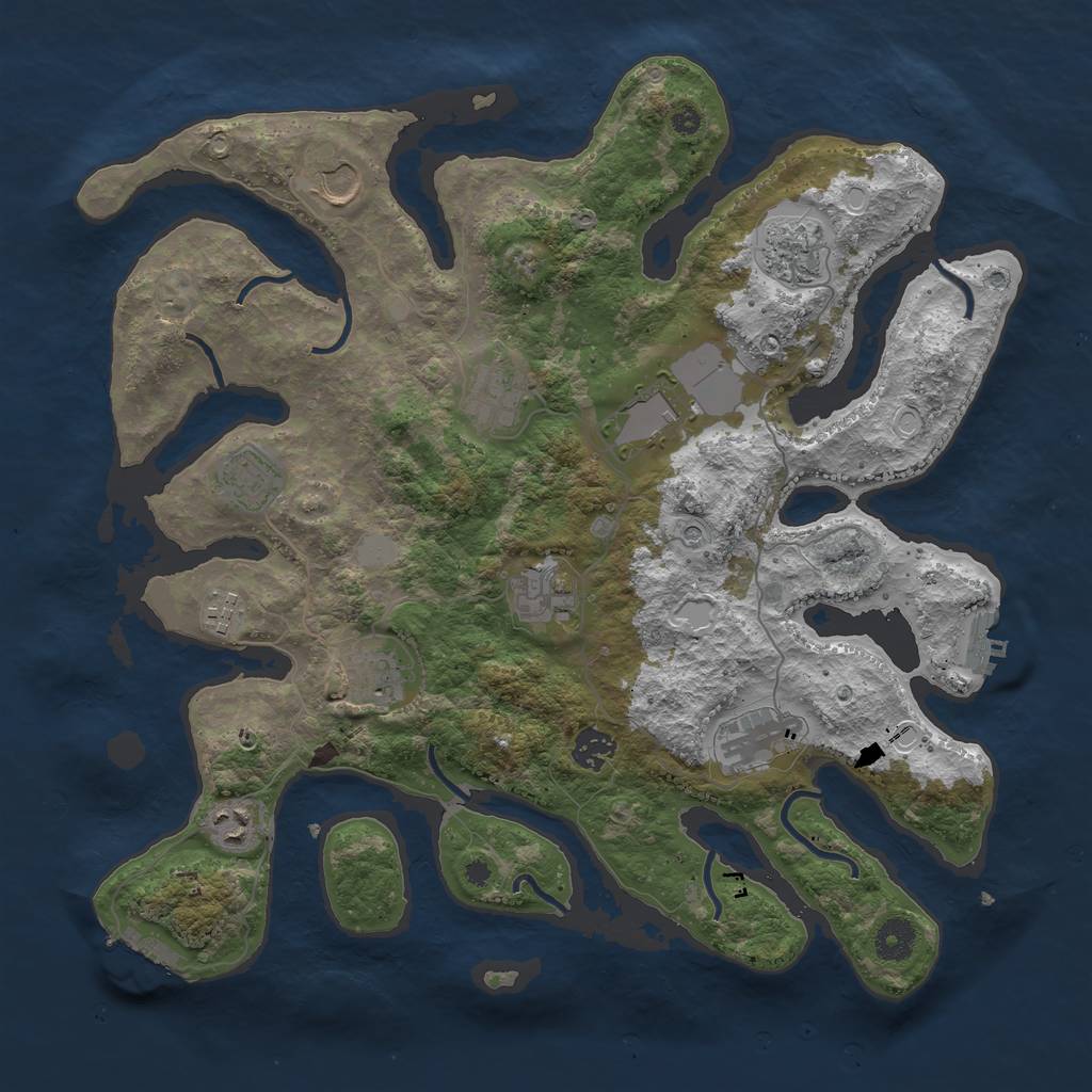 Rust Map: Procedural Map, Size: 3900, Seed: 583745244, 19 Monuments