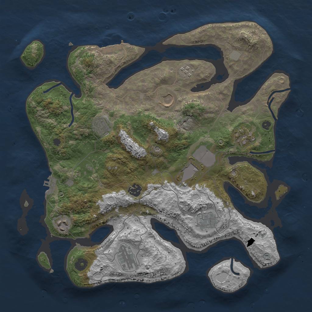 Rust Map: Procedural Map, Size: 3700, Seed: 1051868817, 17 Monuments