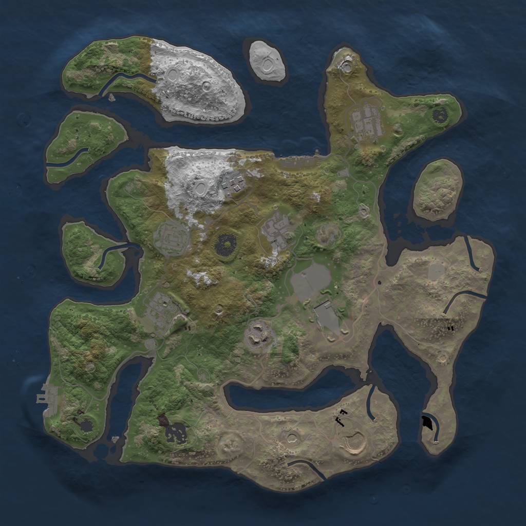 Rust Map: Procedural Map, Size: 3500, Seed: 7151386, 17 Monuments