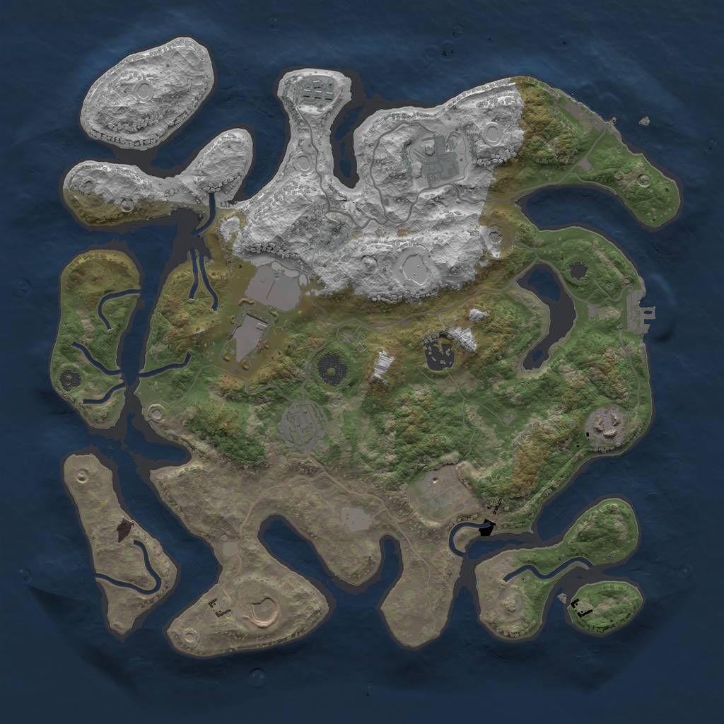 Rust Map: Procedural Map, Size: 3600, Seed: 938764877, 16 Monuments