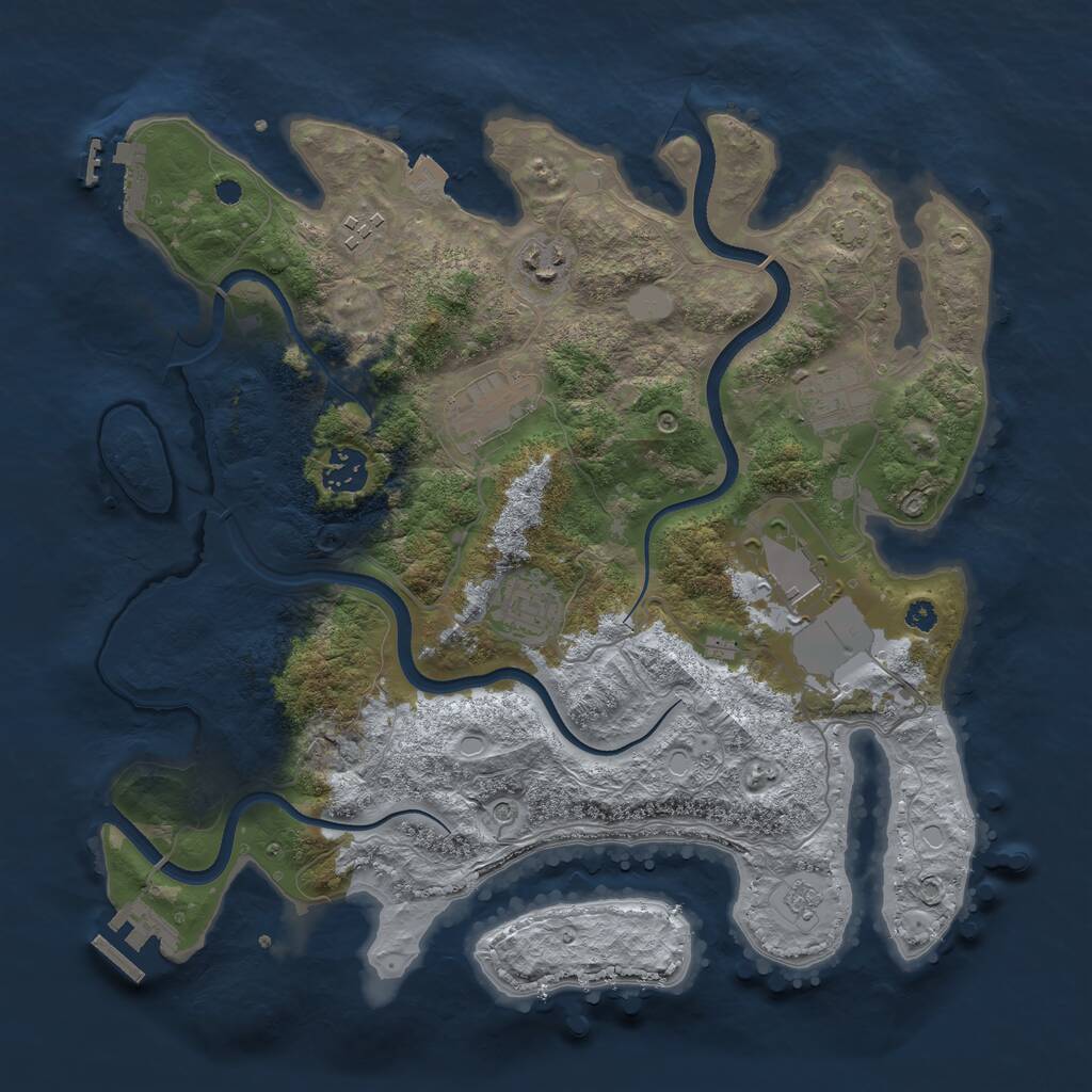 Rust Map: Procedural Map, Size: 3550, Seed: 259229, 13 Monuments