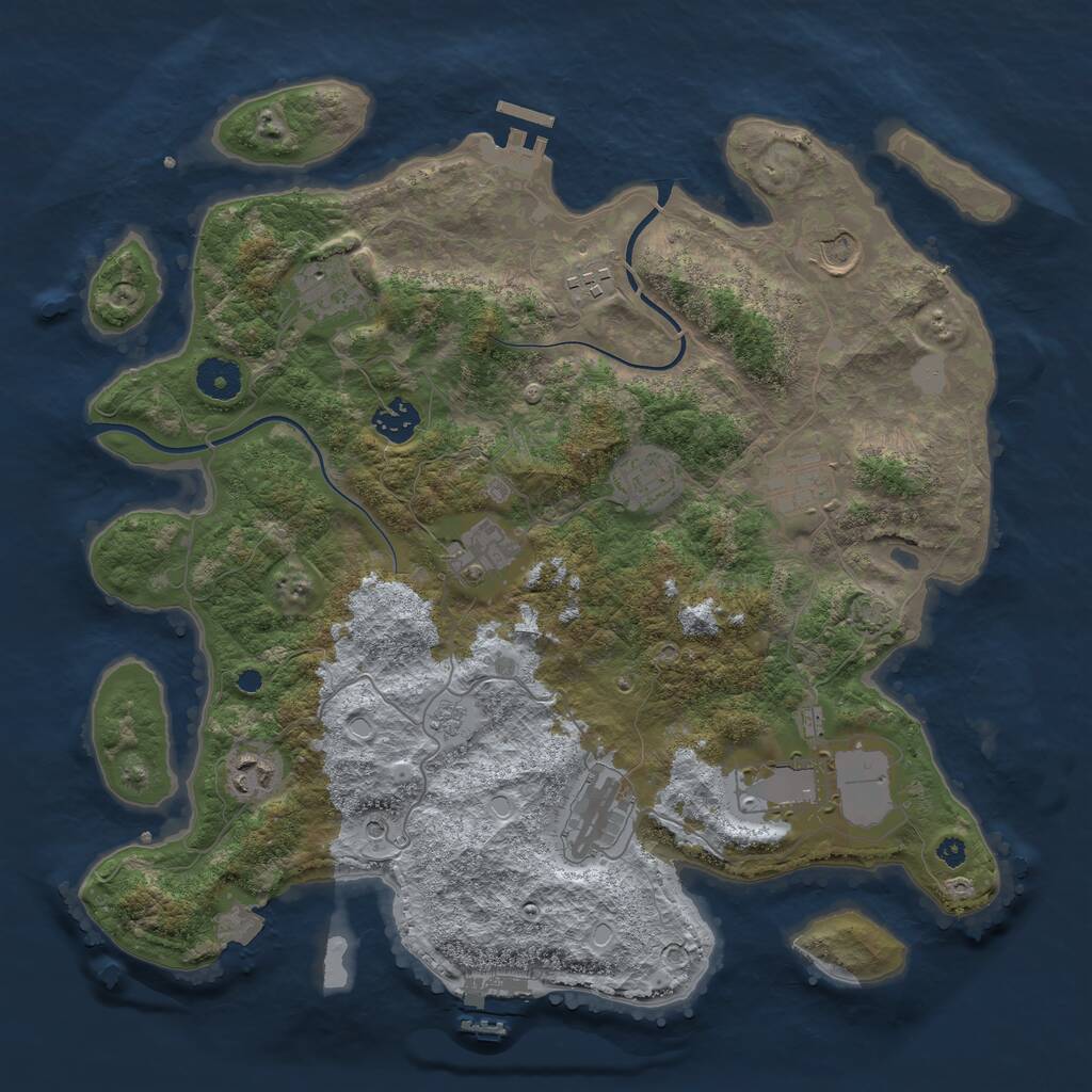 Rust Map: Procedural Map, Size: 3750, Seed: 401725468, 16 Monuments