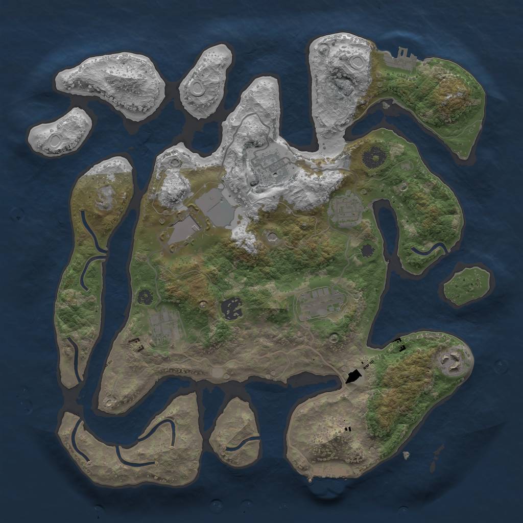 Rust Map: Procedural Map, Size: 3500, Seed: 44513664, 15 Monuments