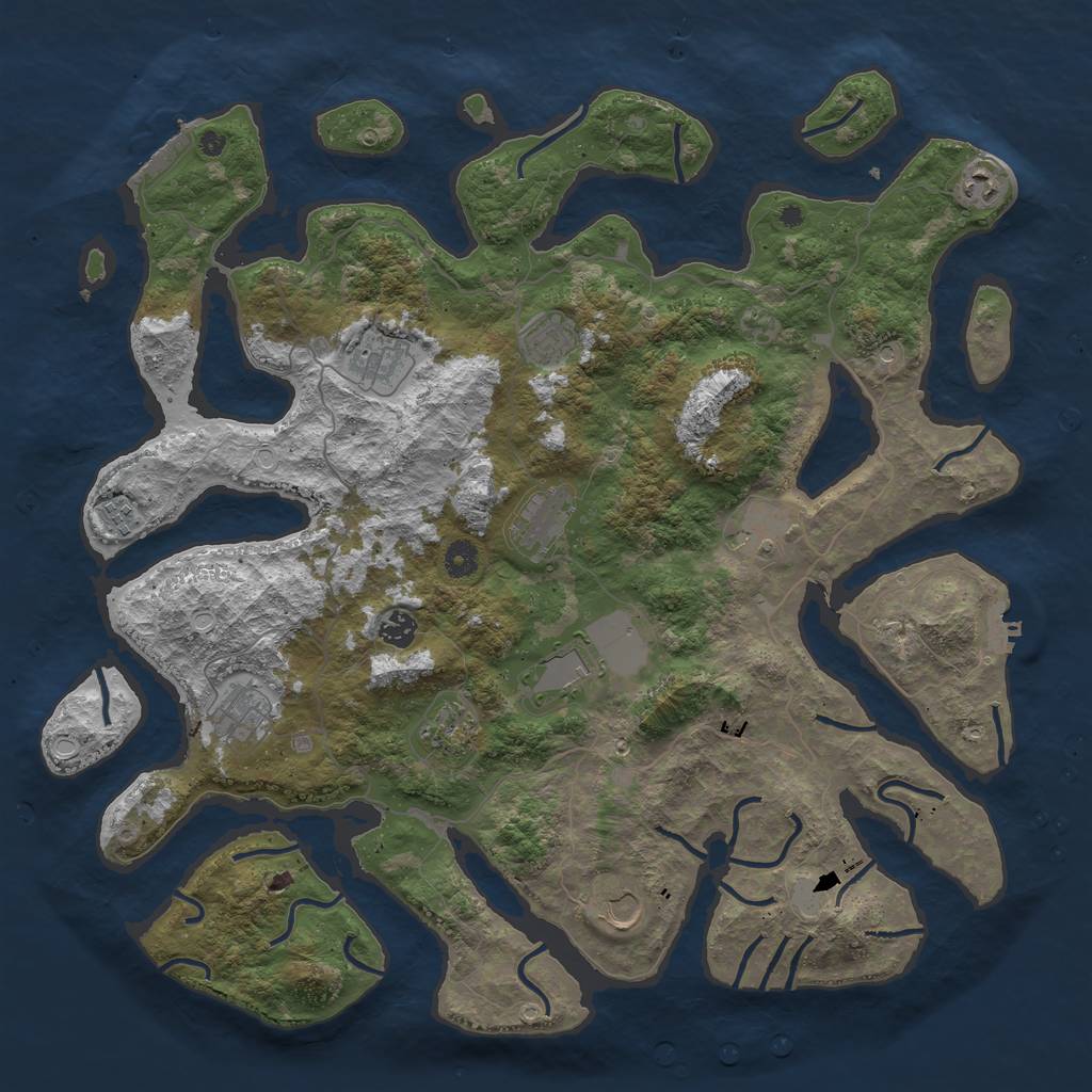 Rust Map: Procedural Map, Size: 4500, Seed: 2048175210, 19 Monuments