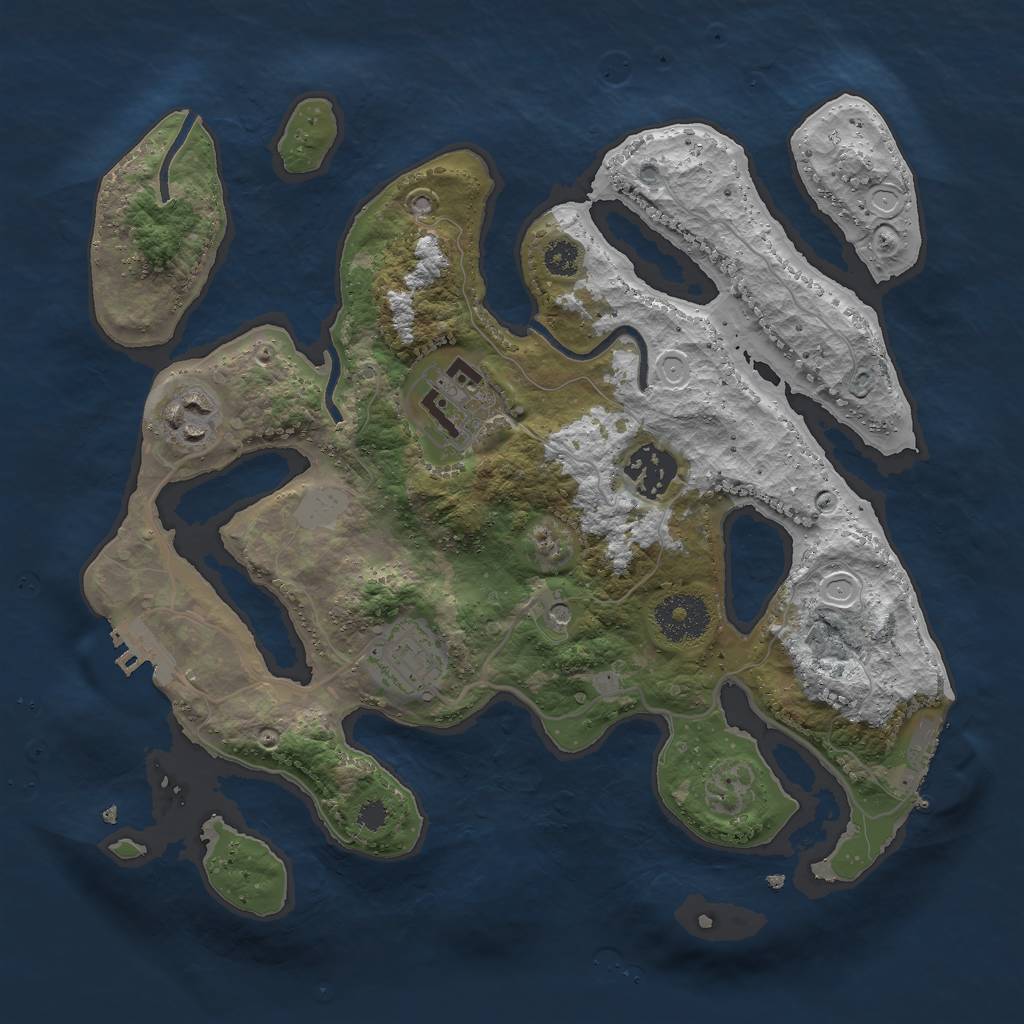 Rust Map: Procedural Map, Size: 3000, Seed: 529213234, 12 Monuments