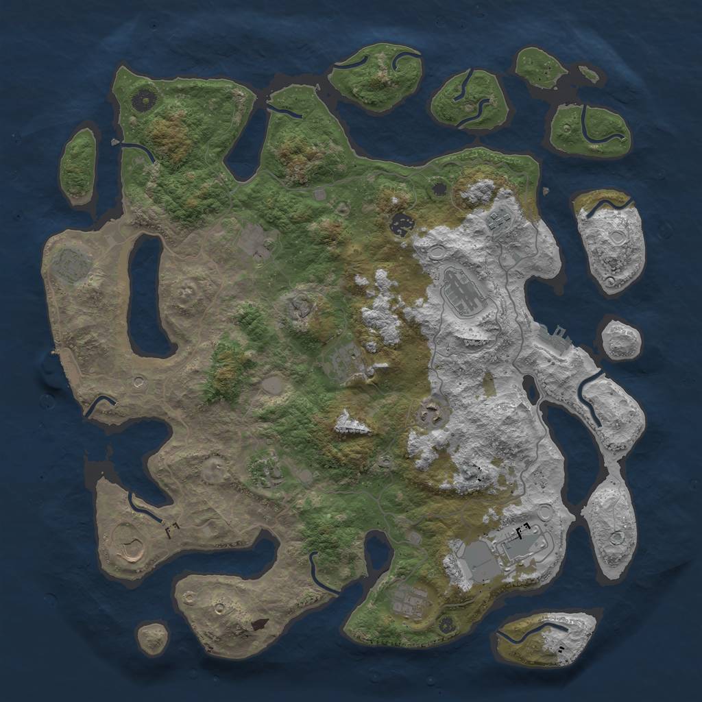 Rust Map: Procedural Map, Size: 4500, Seed: 629248851, 19 Monuments