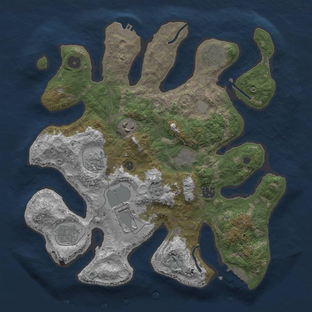 Rust Map: Procedural Map, Size: 3550, Seed: 11497, 16 Monuments