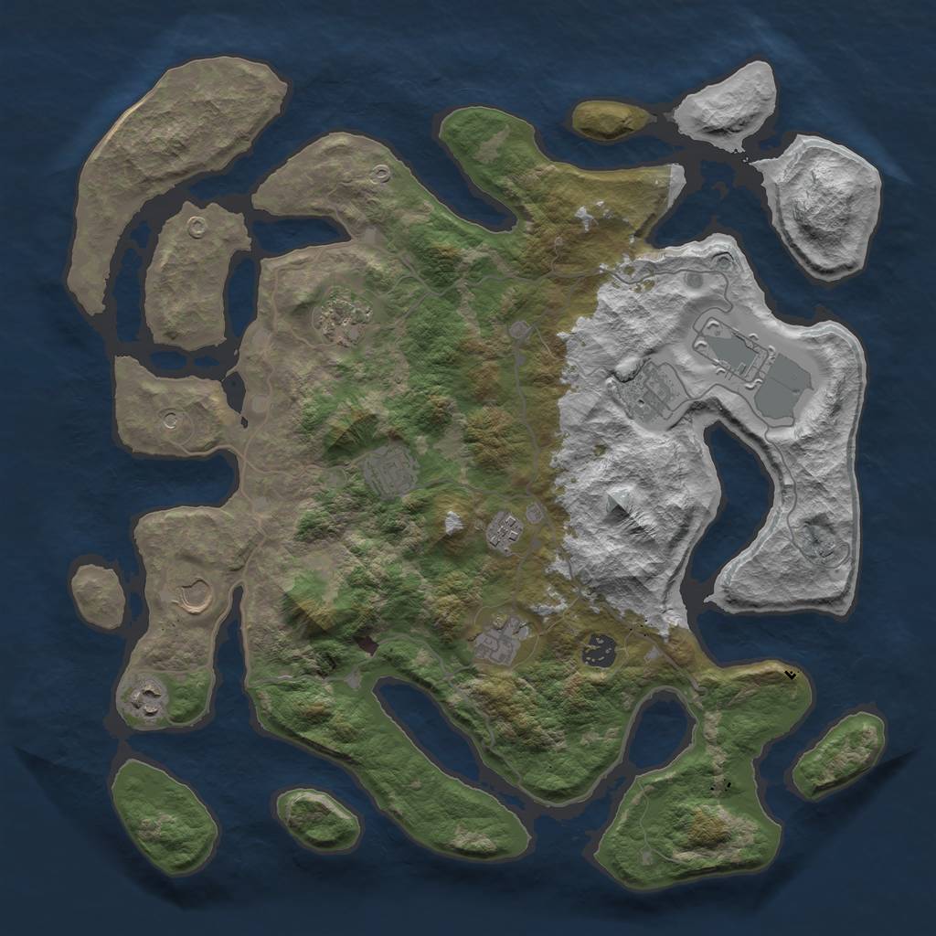 Rust Map: Barren, Size: 4100, Seed: 7648454, 12 Monuments