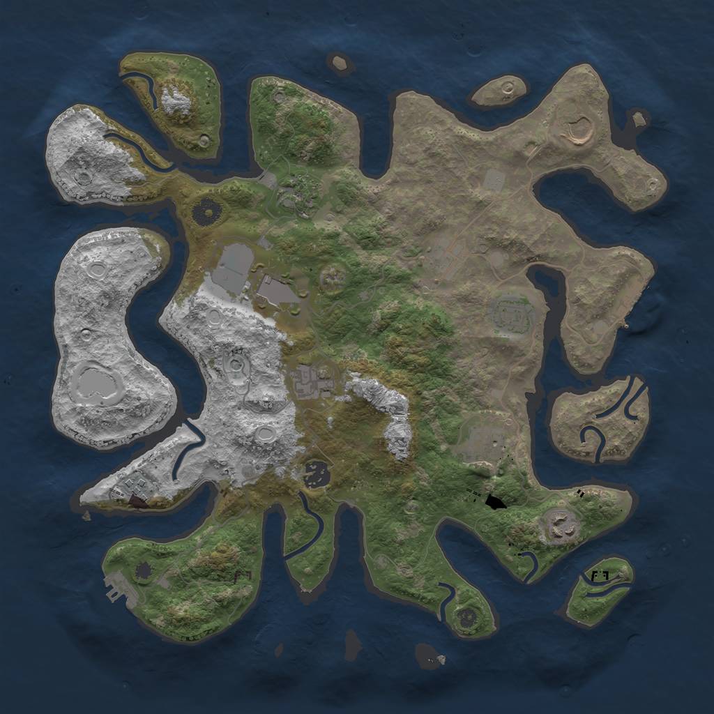Rust Map: Procedural Map, Size: 3850, Seed: 1913025076, 18 Monuments