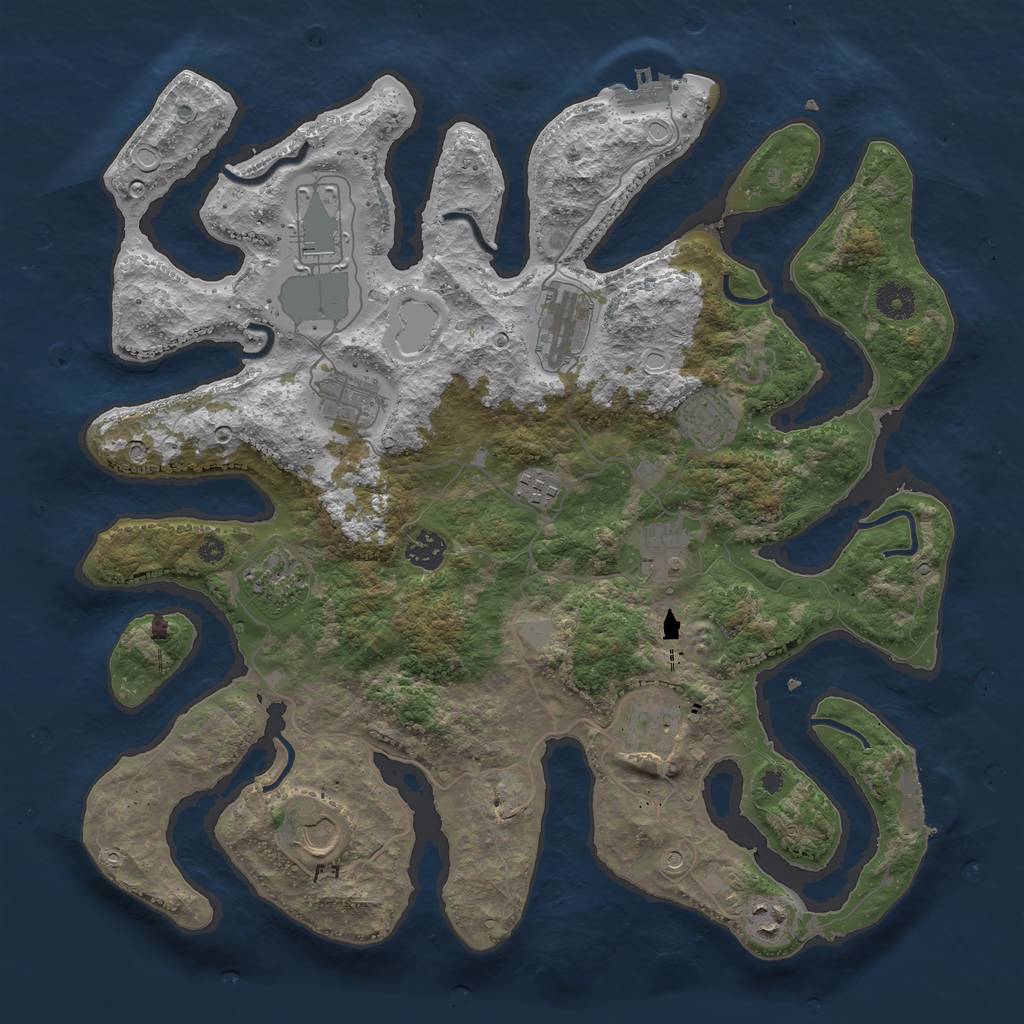 Rust Map: Procedural Map, Size: 3950, Seed: 376719892, 19 Monuments