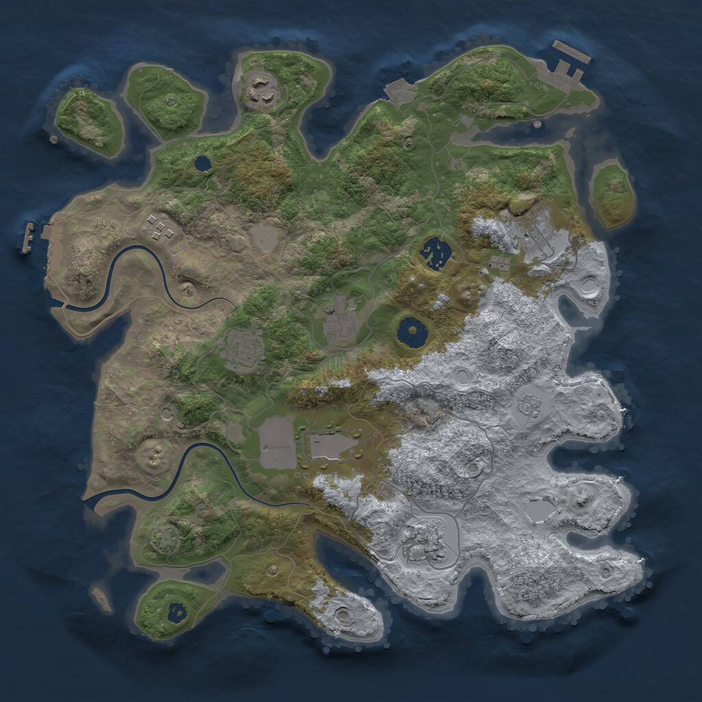 Rust Map: Procedural Map, Size: 3500, Seed: 20712, 14 Monuments