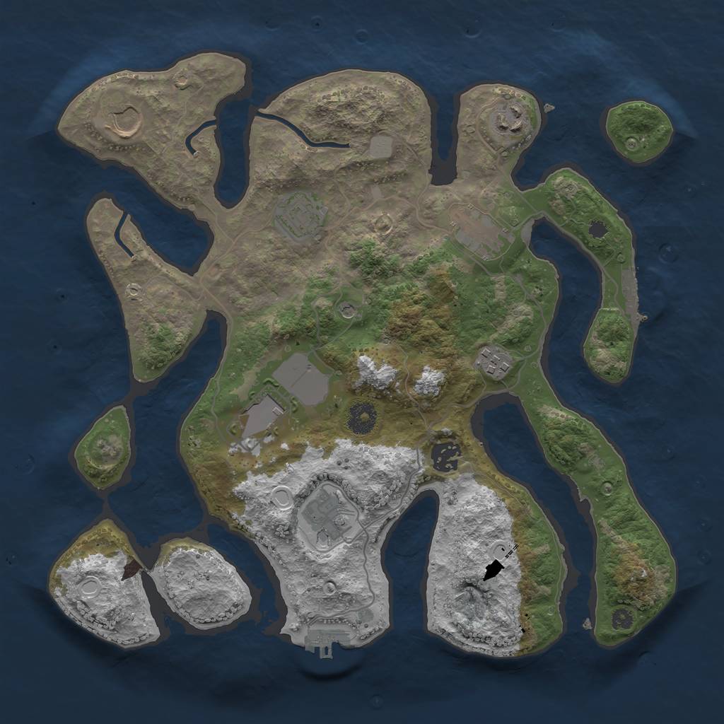 Rust Map: Procedural Map, Size: 3500, Seed: 739219, 16 Monuments