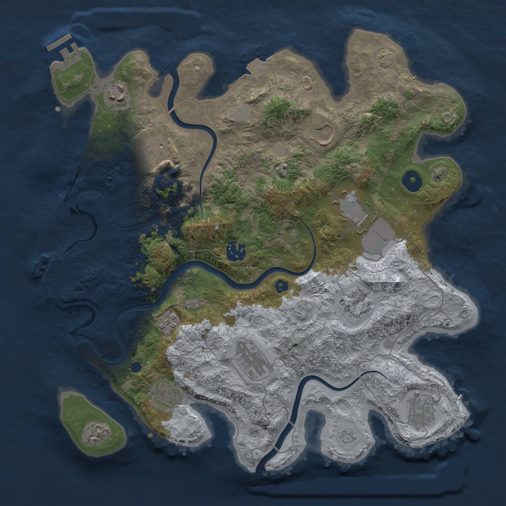 Rust Map: Procedural Map, Size: 3750, Seed: 2142184198, 16 Monuments