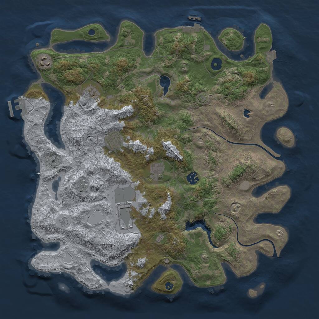 Rust Map: Procedural Map, Size: 4000, Seed: 1270603757, 13 Monuments