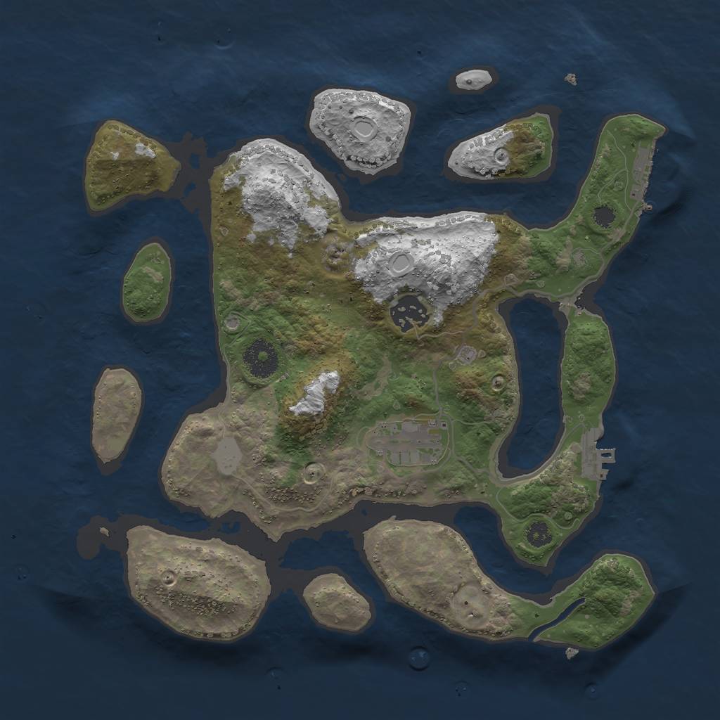 Rust Map: Procedural Map, Size: 3000, Seed: 76182, 9 Monuments