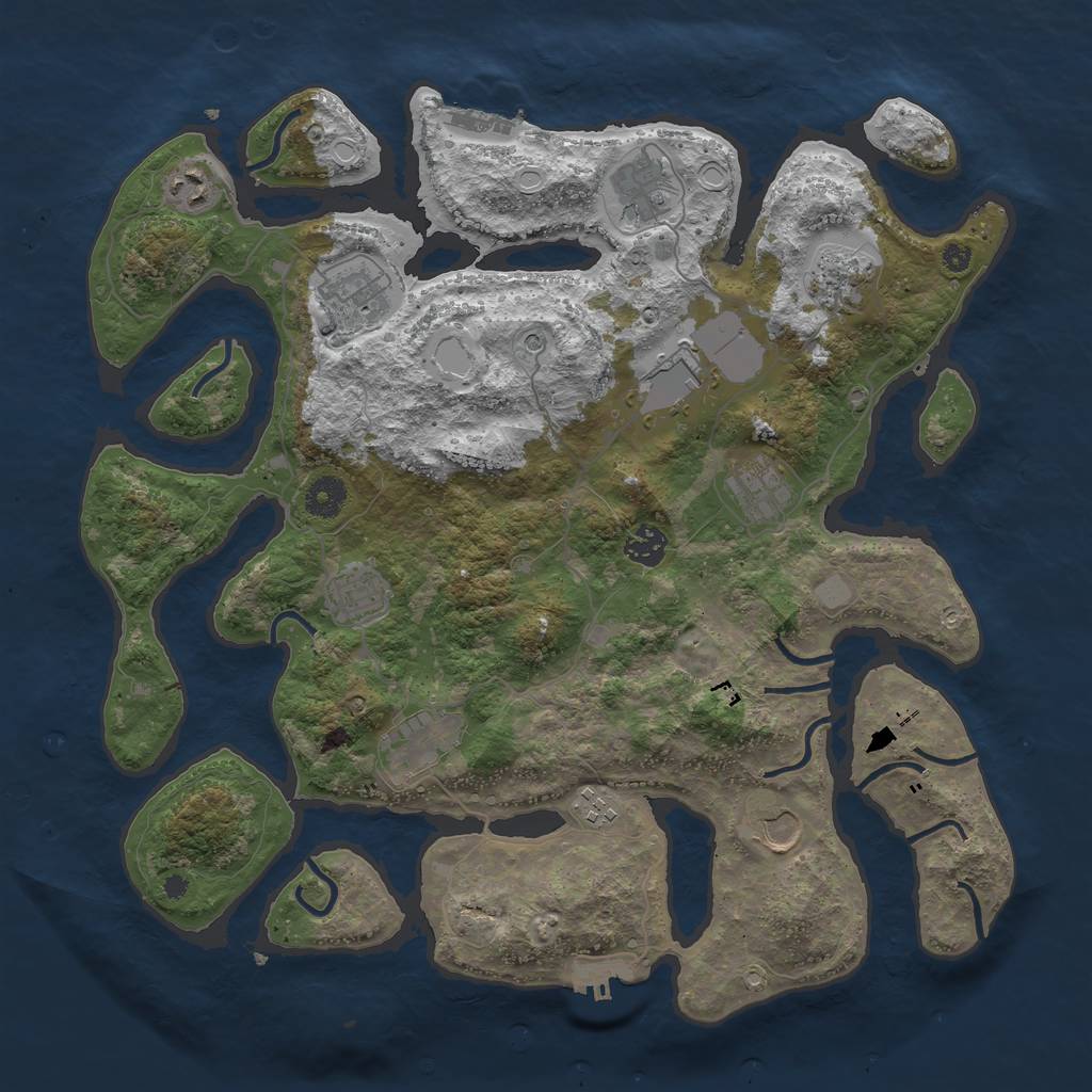 Rust Map: Procedural Map, Size: 3950, Seed: 190162639, 19 Monuments