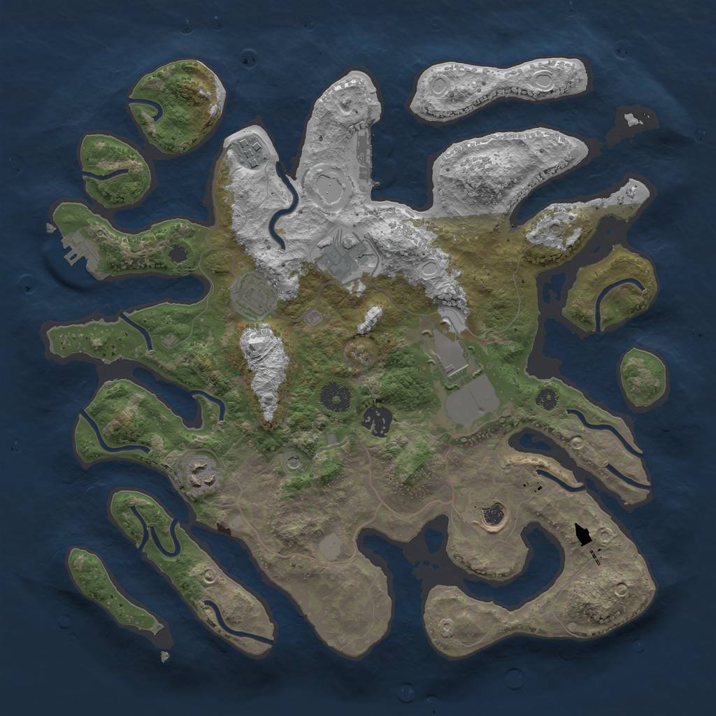 Rust Map: Procedural Map, Size: 3550, Seed: 233518, 15 Monuments